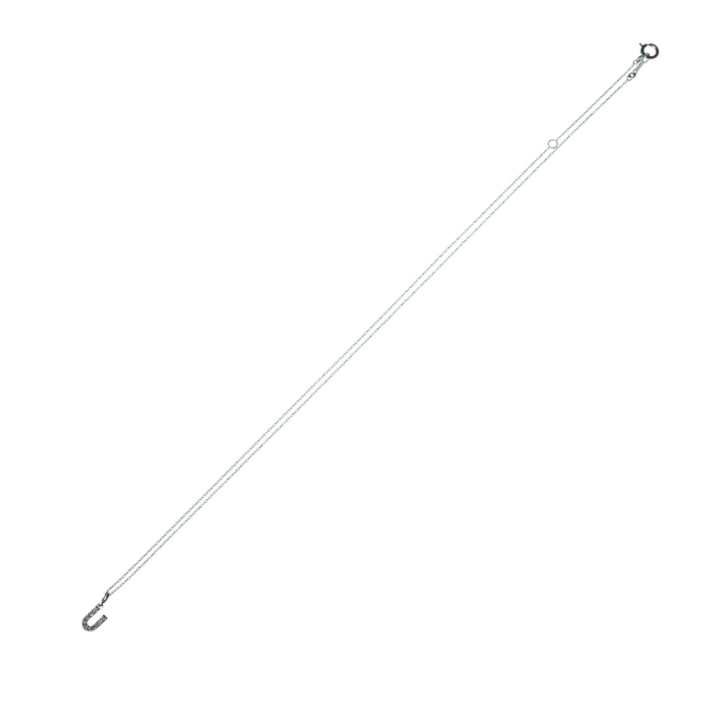 K18 White Gold U Pendant Necklace