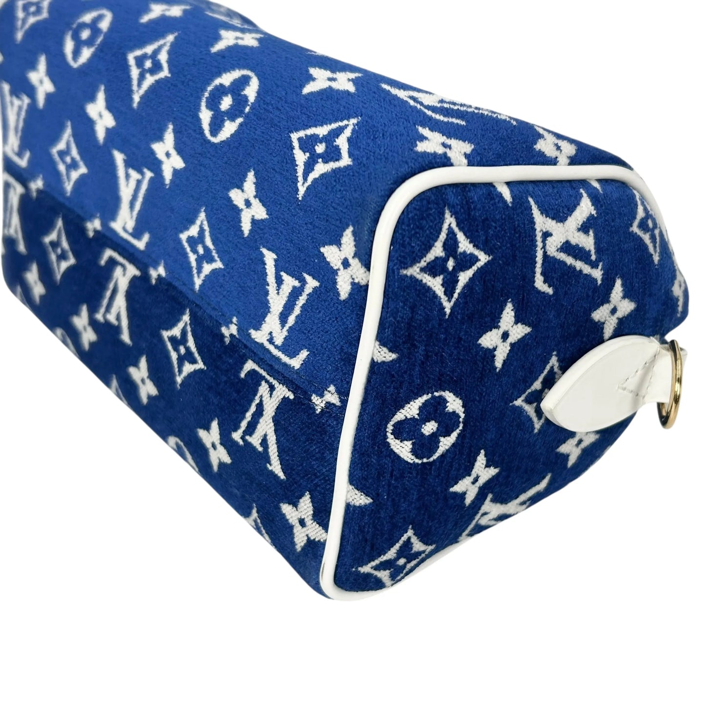 Louis Vuitton Speedy 20 Bandouliere Velvet Hand Bag Shoulder Bag - Blue White