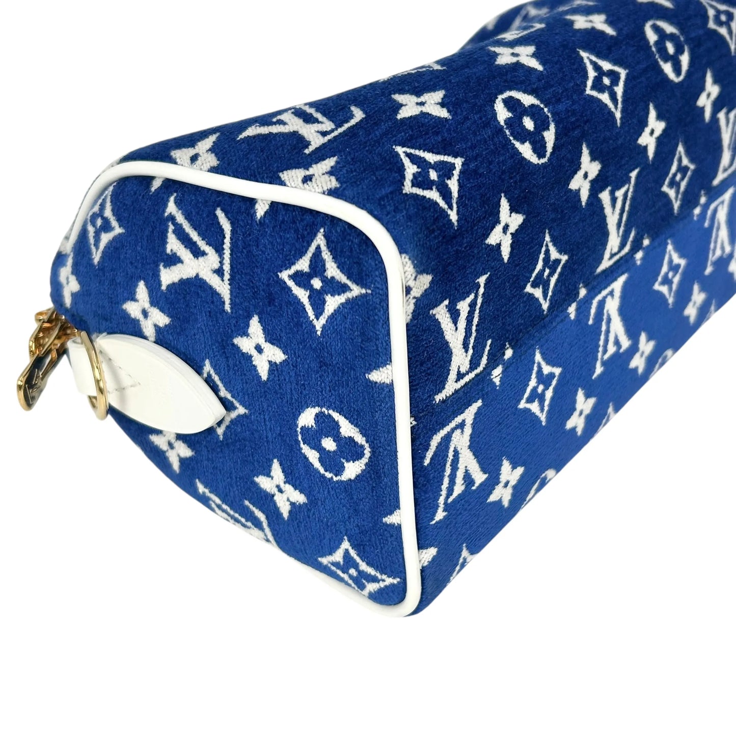 Louis Vuitton Speedy 20 Bandouliere Velvet Hand Bag Shoulder Bag - Blue White
