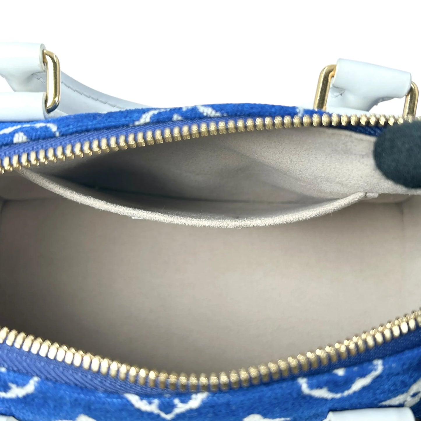 Louis Vuitton Speedy 20 Bandouliere Velvet Hand Bag Shoulder Bag - Blue White