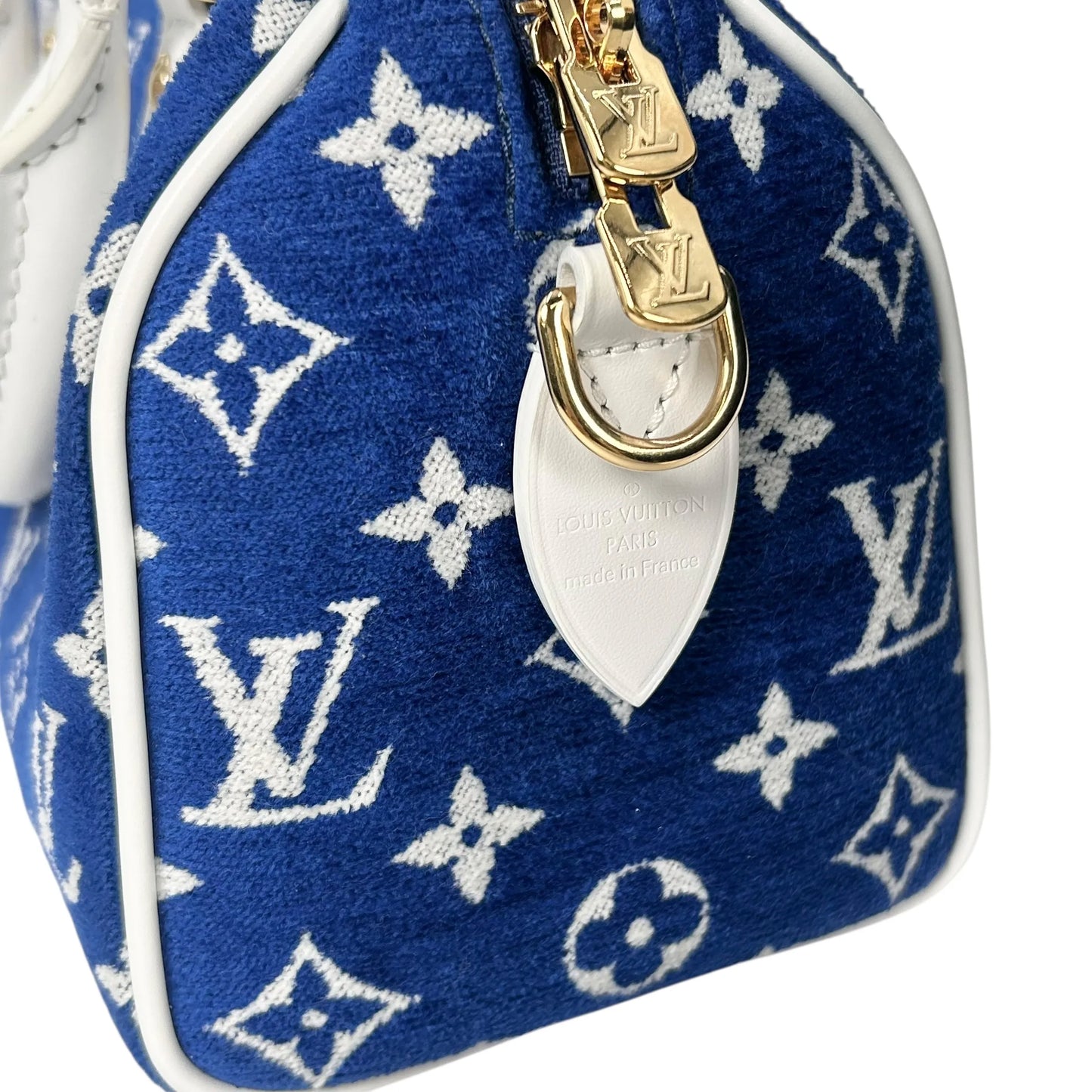 Louis Vuitton Speedy 20 Bandouliere Velvet Hand Bag Shoulder Bag - Blue White