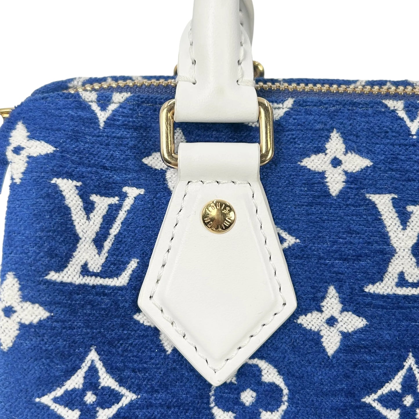 Louis Vuitton Speedy 20 Bandouliere Velvet Hand Bag Shoulder Bag - Blue White