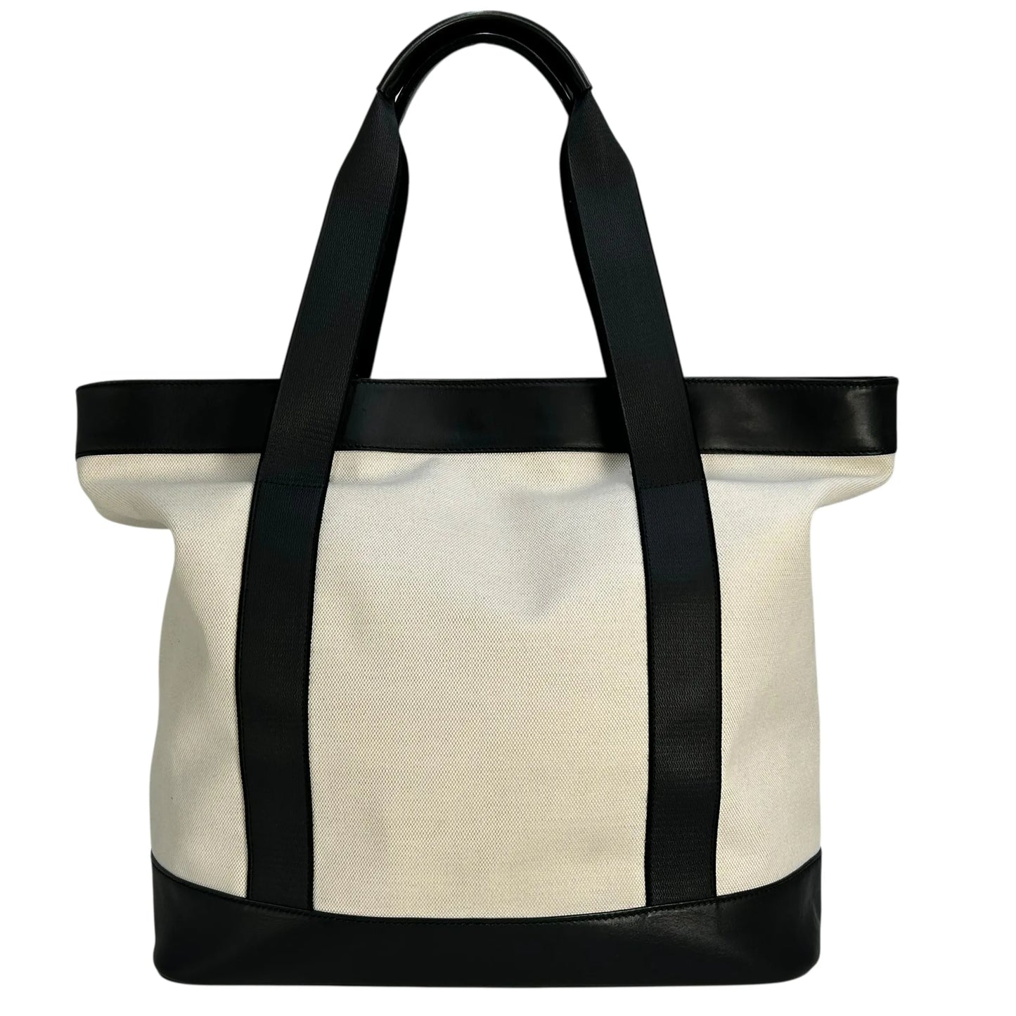 BALENCIAGA Canvas Navy Tote Bag - Cream Black