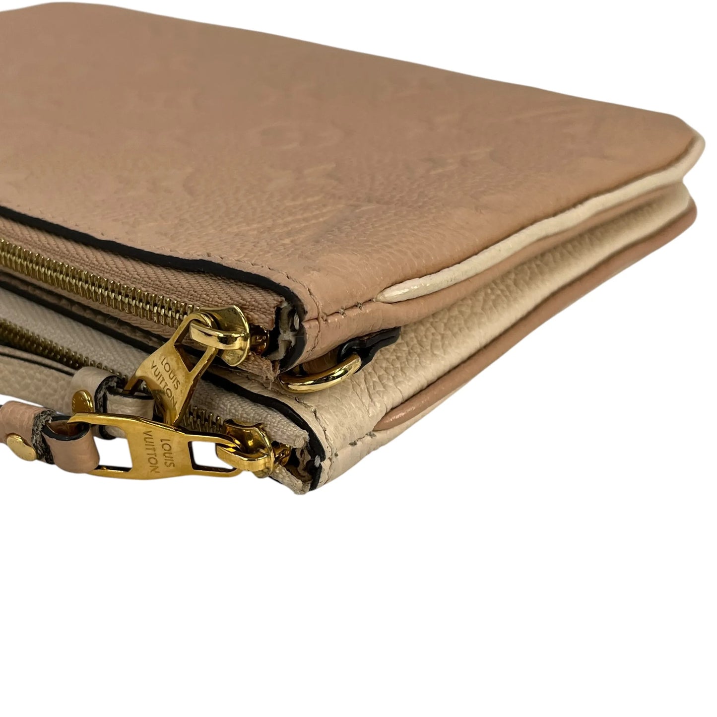 Louis Vuitton Pochette Double Zip Monogram Empreinte Shoulder Bag Chain Shoulder Wallet - Beige Cream