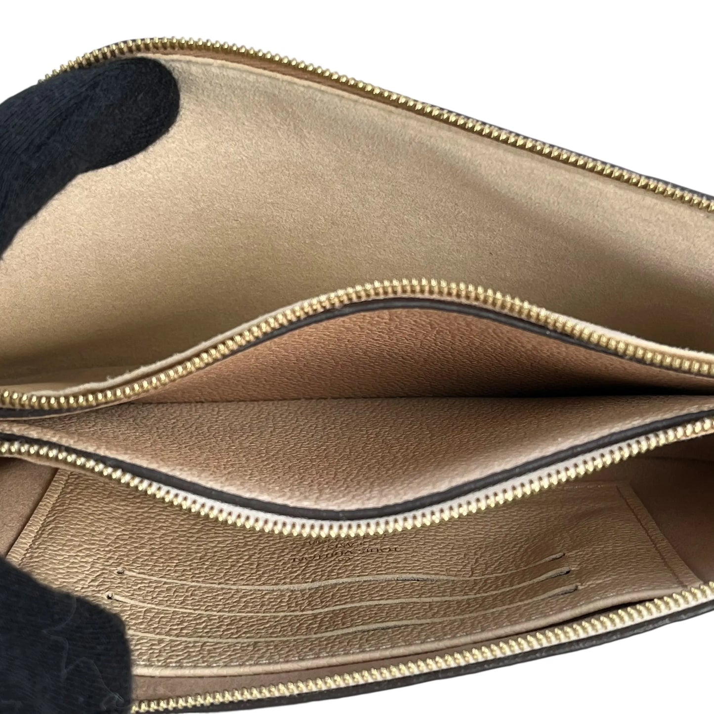 Louis Vuitton Pochette Double Zip Monogram Empreinte Shoulder Bag Chain Shoulder Wallet - Beige Cream