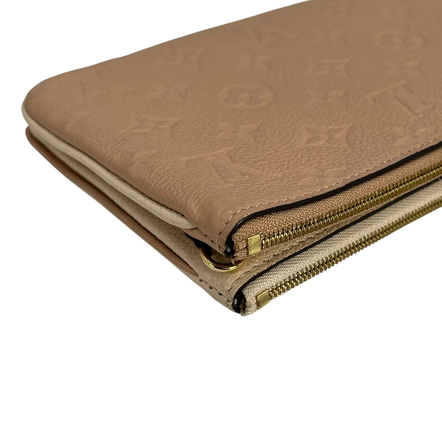 Louis Vuitton Pochette Double Zip Monogram Empreinte Shoulder Bag Chain Shoulder Wallet - Beige Cream