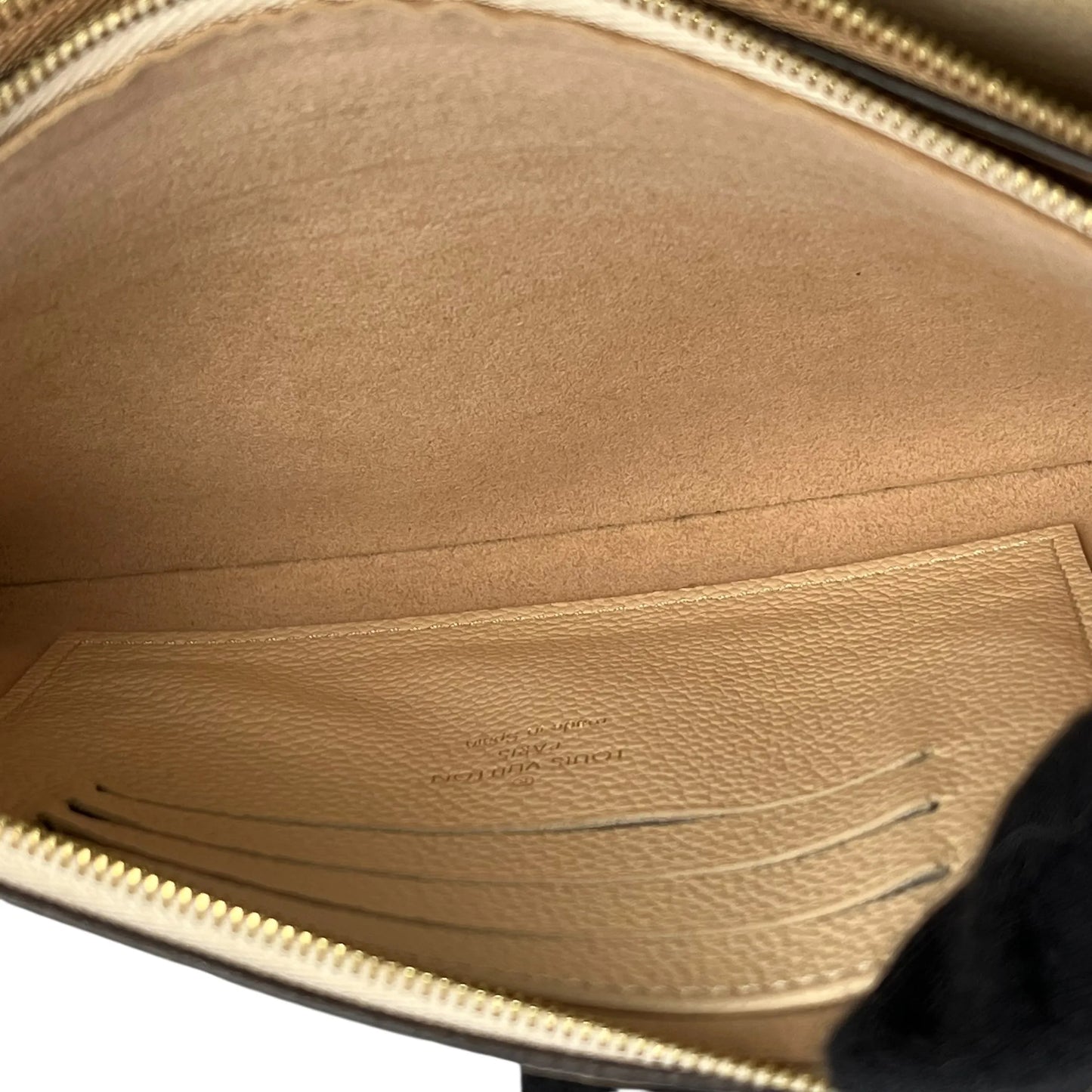 Louis Vuitton Pochette Double Zip Monogram Empreinte Shoulder Bag Chain Shoulder Wallet - Beige Cream