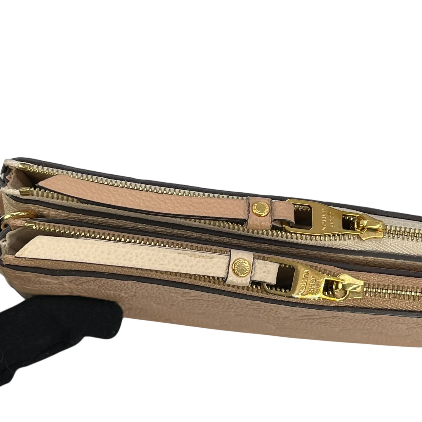 Louis Vuitton Pochette Double Zip Monogram Empreinte Shoulder Bag Chain Shoulder Wallet - Beige Cream