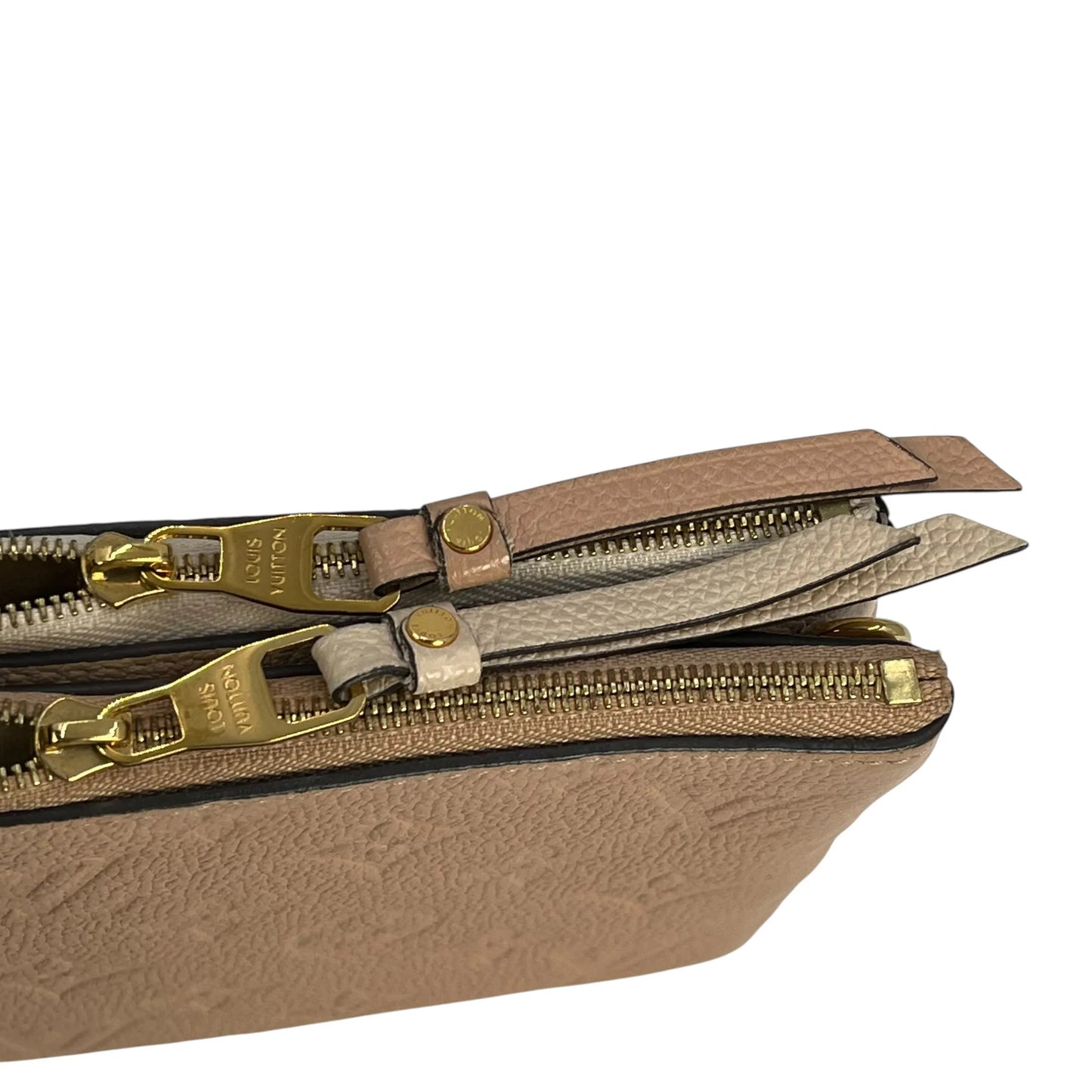 Louis Vuitton Pochette Double Zip Monogram Empreinte Shoulder Bag Chain Shoulder Wallet - Beige Cream