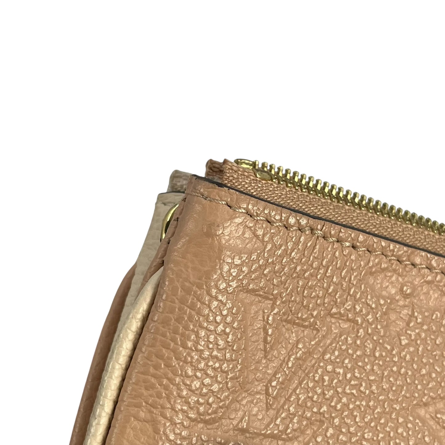 Louis Vuitton Pochette Double Zip Monogram Empreinte Shoulder Bag Chain Shoulder Wallet - Beige Cream