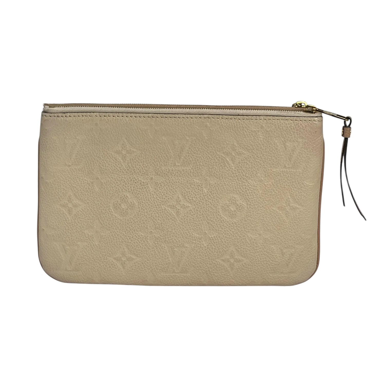 Louis Vuitton Pochette Double Zip Monogram Empreinte Shoulder Bag Chain Shoulder Wallet - Beige Cream