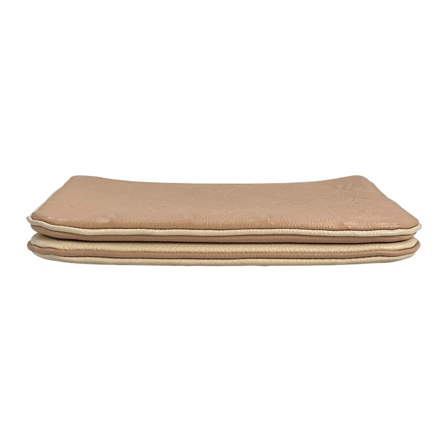 Louis Vuitton Pochette Double Zip Monogram Empreinte Shoulder Bag Chain Shoulder Wallet - Beige Cream