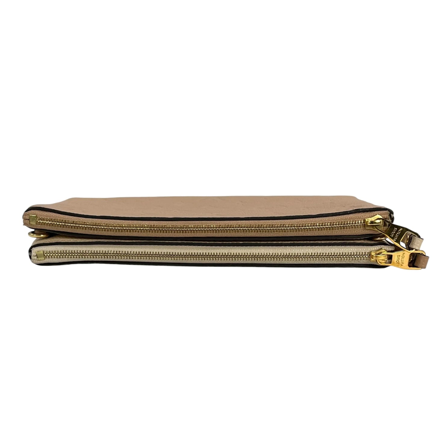 Louis Vuitton Pochette Double Zip Monogram Empreinte Shoulder Bag Chain Shoulder Wallet - Beige Cream