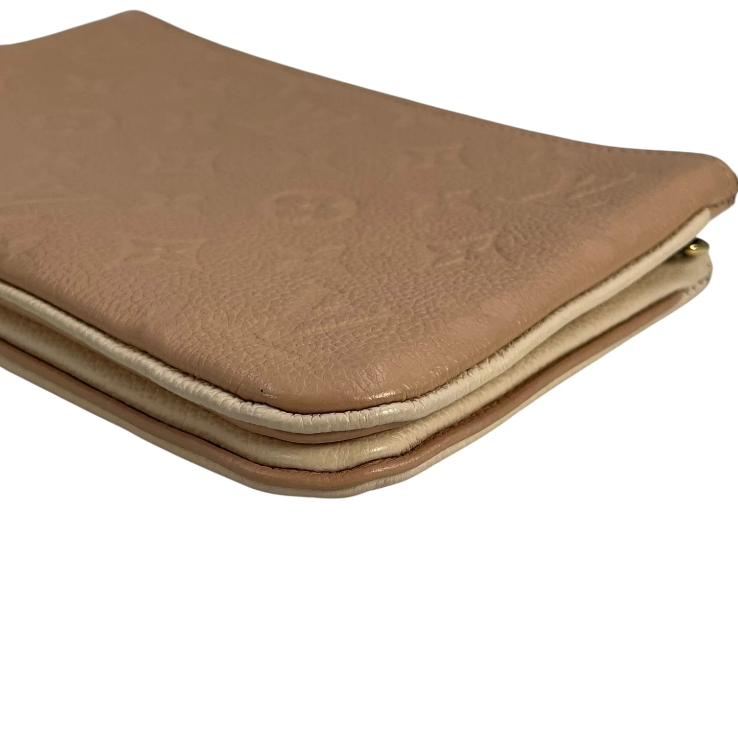 Louis Vuitton Pochette Double Zip Monogram Empreinte Shoulder Bag Chain Shoulder Wallet - Beige Cream