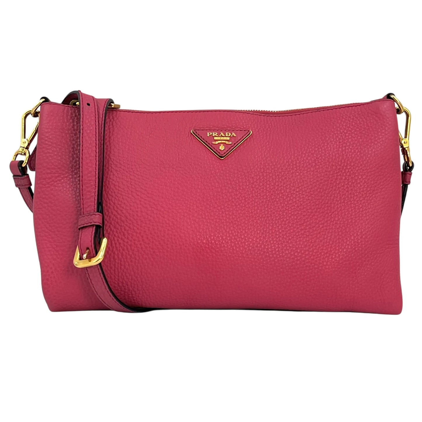 PRADA Vitello Daino Leather Shoulder Bag - Pink