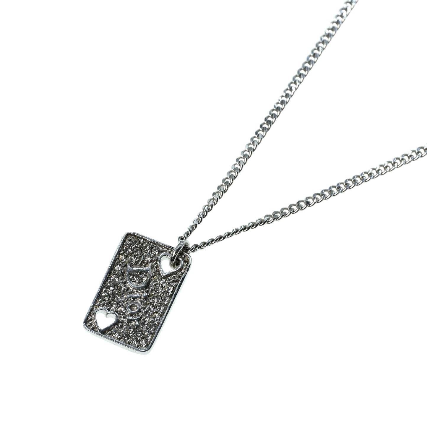 Dior Rhinestone Hearts Playing Card Necklace