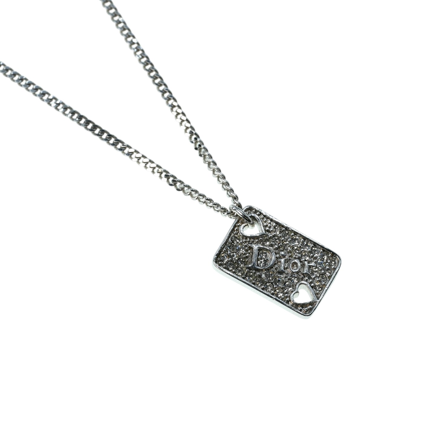 Dior Rhinestone Hearts Playing Card Necklace