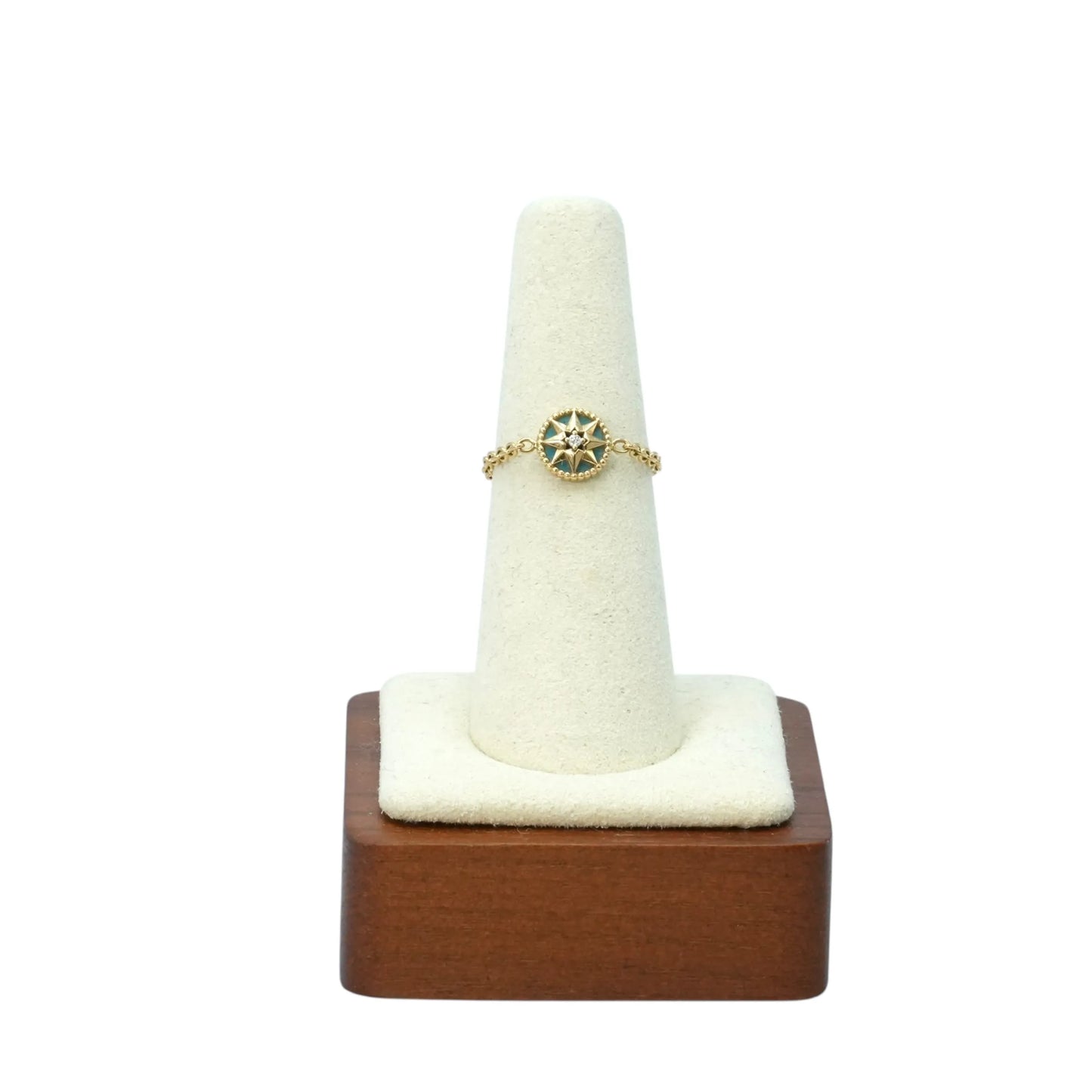 Dior Rose Des Vents Ring 1PD 18KYG Turquoise Jewelry