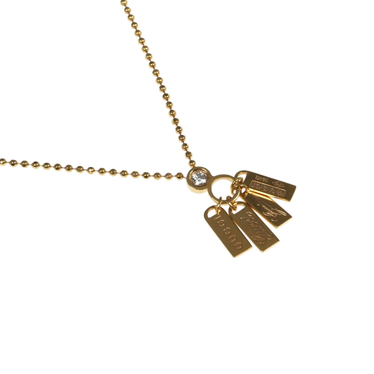 GUCCI Logo Plate 1P Diamond Necklace 18K