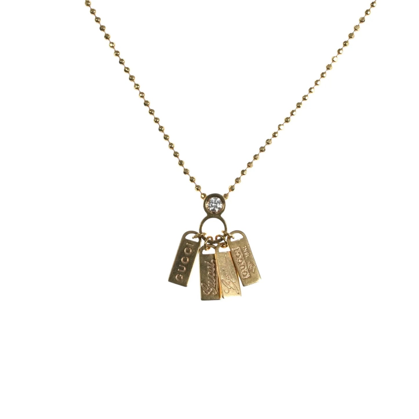 GUCCI Logo Plate 1P Diamond Necklace 18K