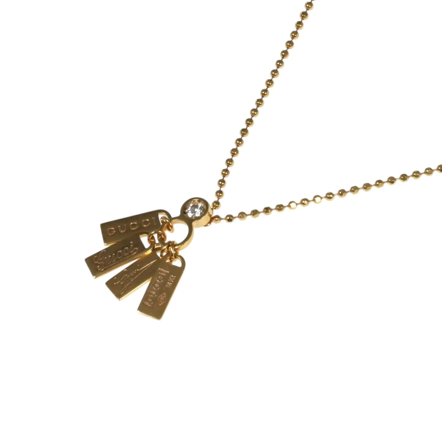 GUCCI Logo Plate 1P Diamond Necklace 18K