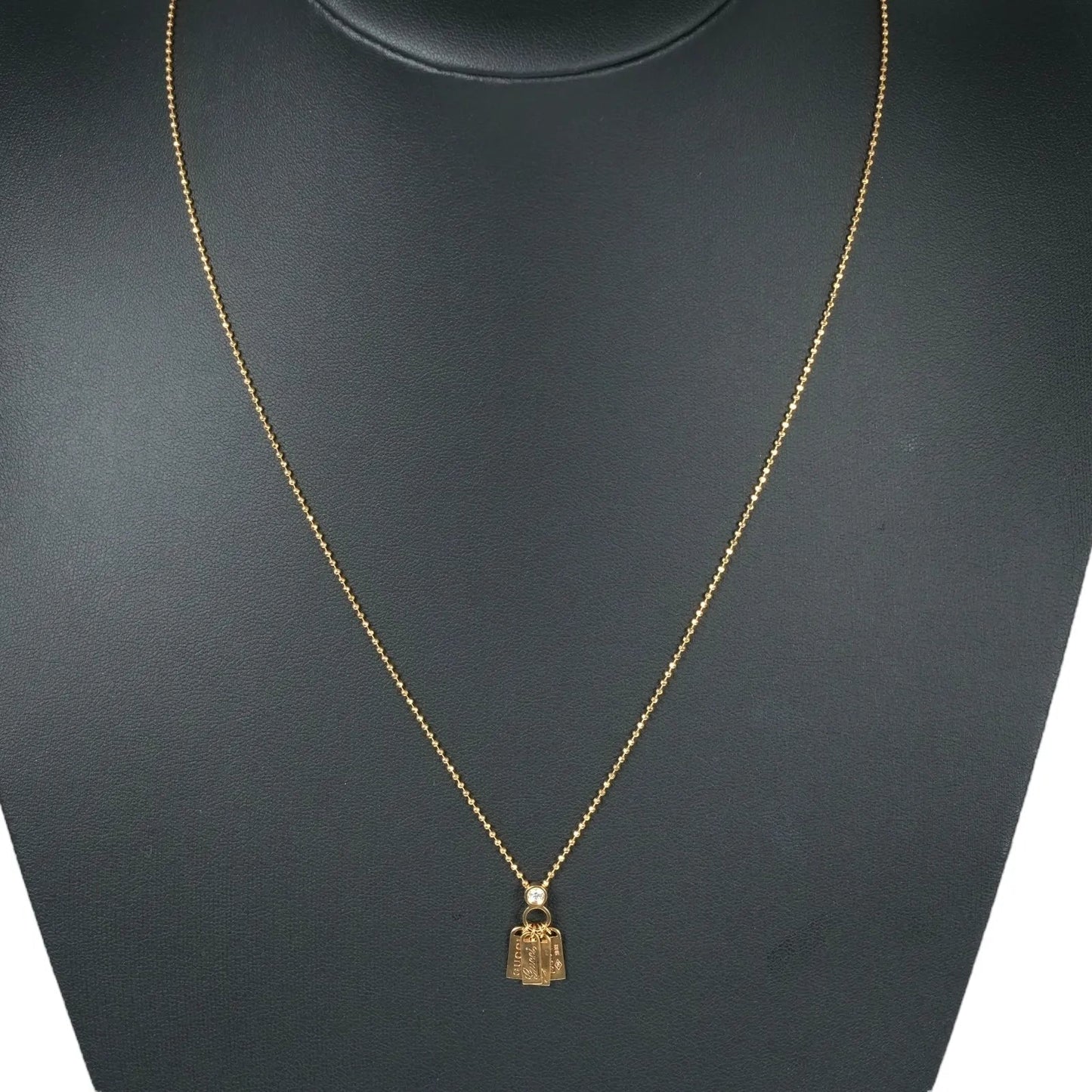 GUCCI Logo Plate 1P Diamond Necklace 18K