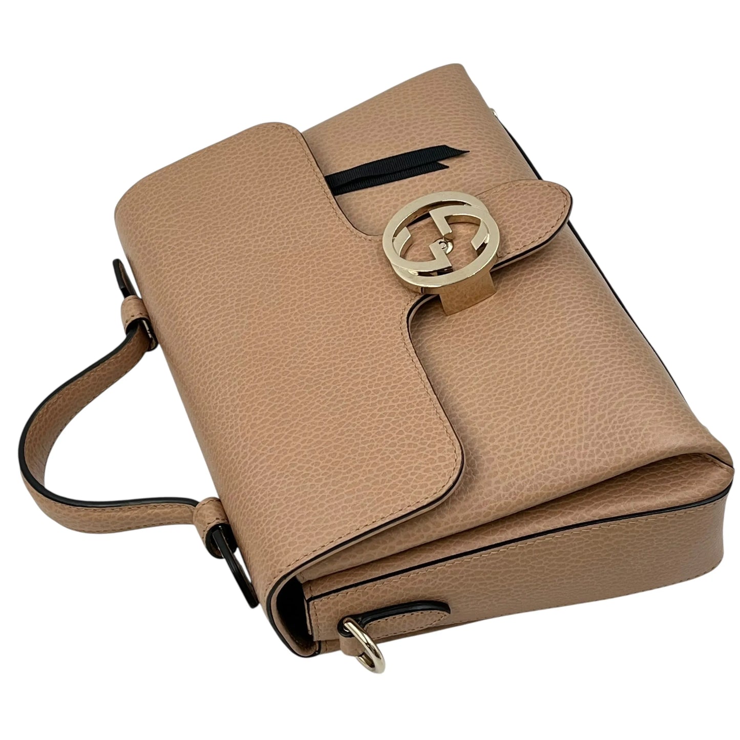 GUCCI Interloking G Chain Shoulder Bag Hand Bag - Beige