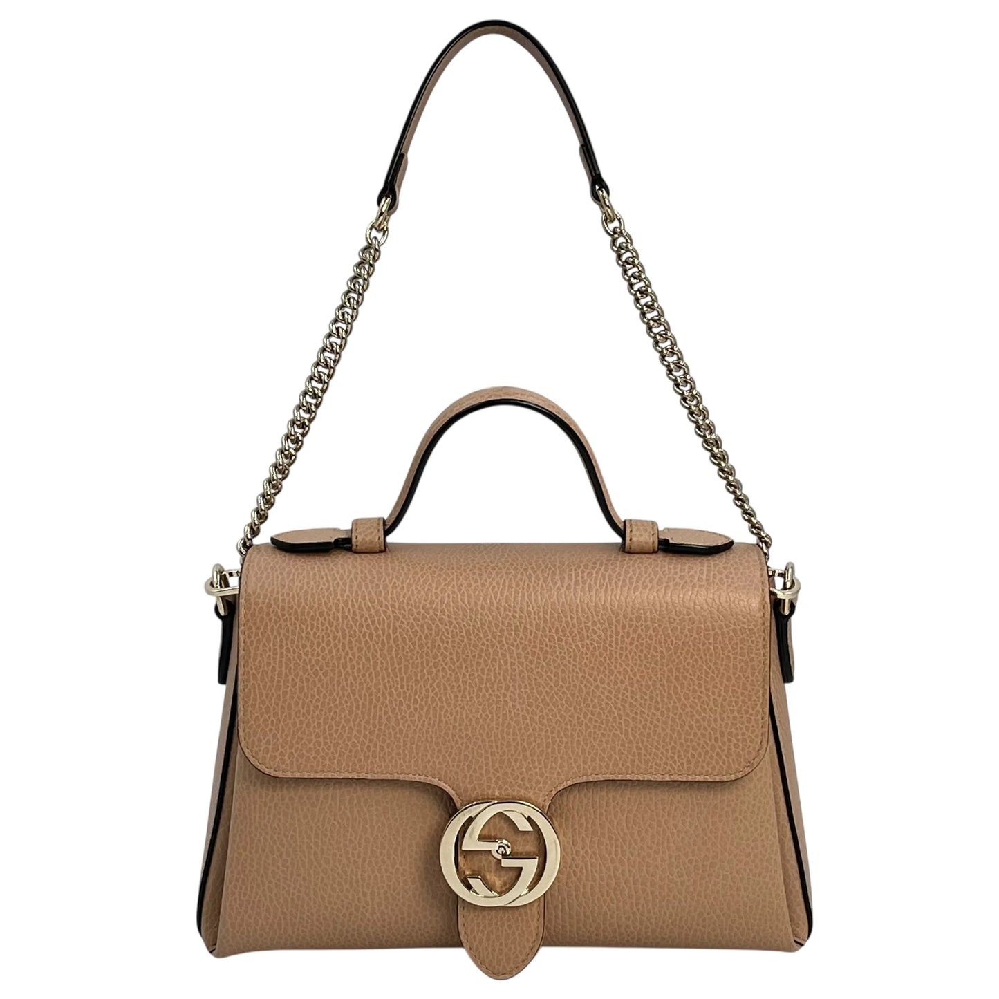 GUCCI Interloking G Chain Shoulder Bag Hand Bag - Beige