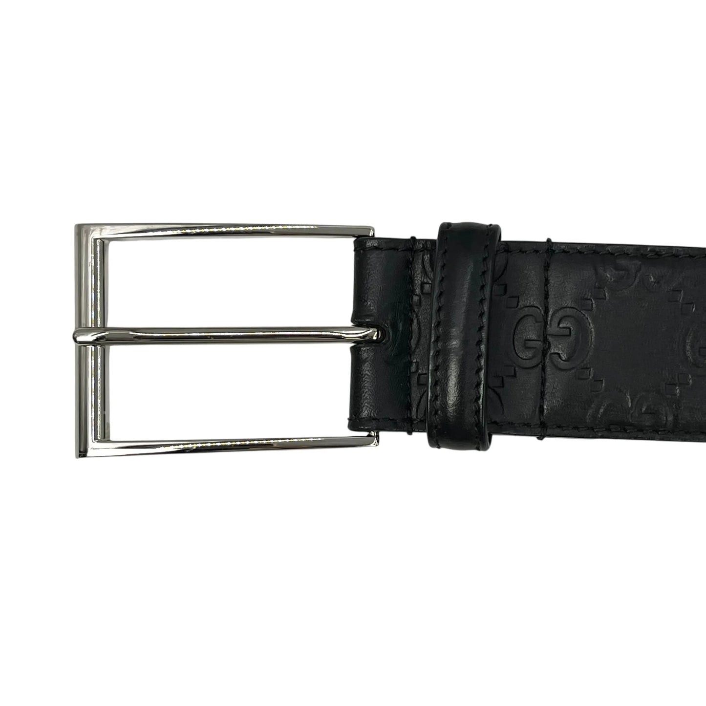 GUCCI Guccissima Leather Belt - Black - 33356