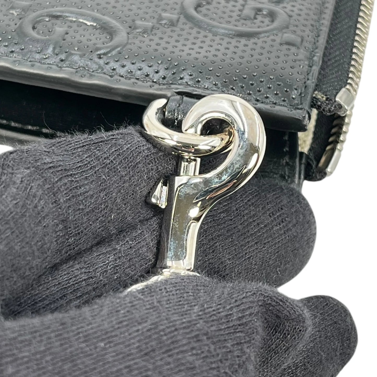 GUCCI GG Imprime Leather Clutch Bag Wallet - Black