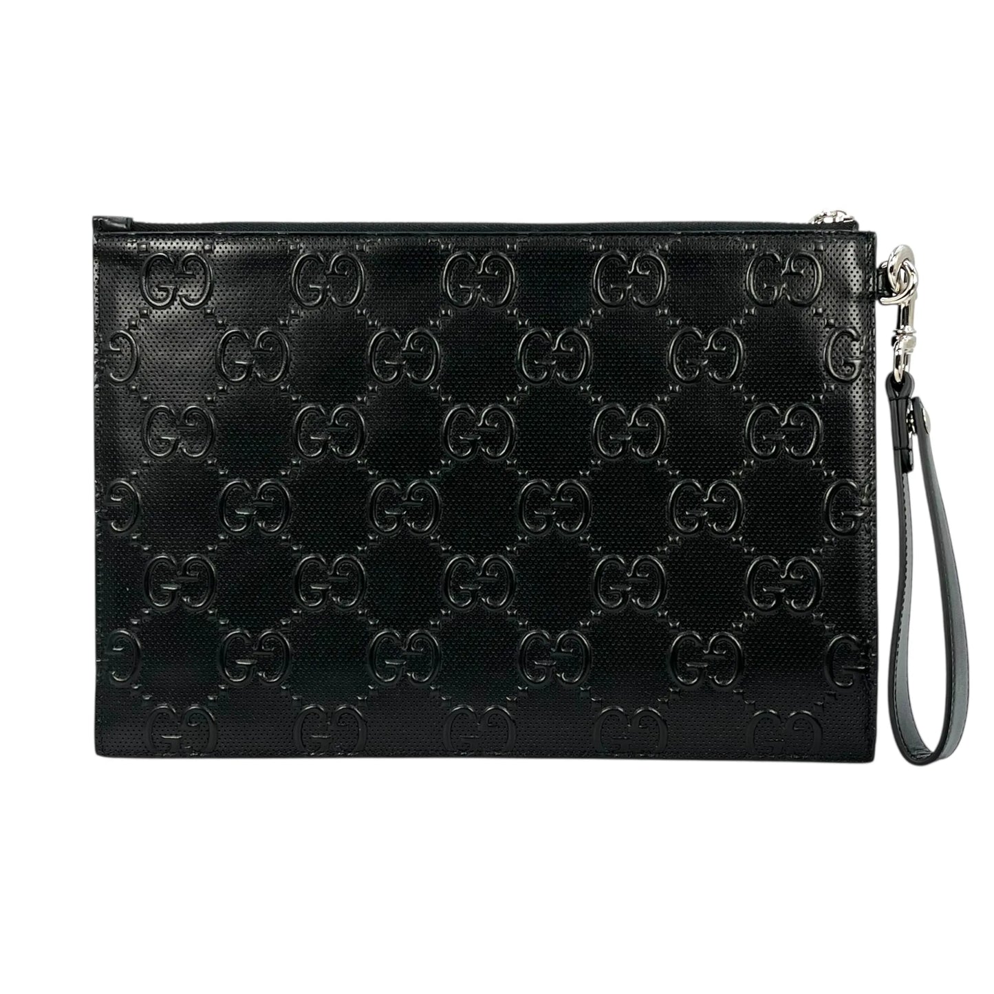 GUCCI GG Imprime Leather Clutch Bag Wallet - Black