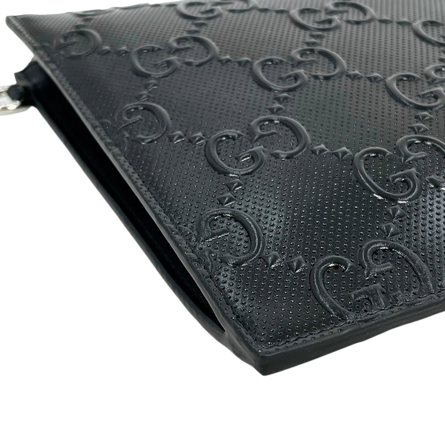 GUCCI GG Imprime Leather Clutch Bag Wallet - Black