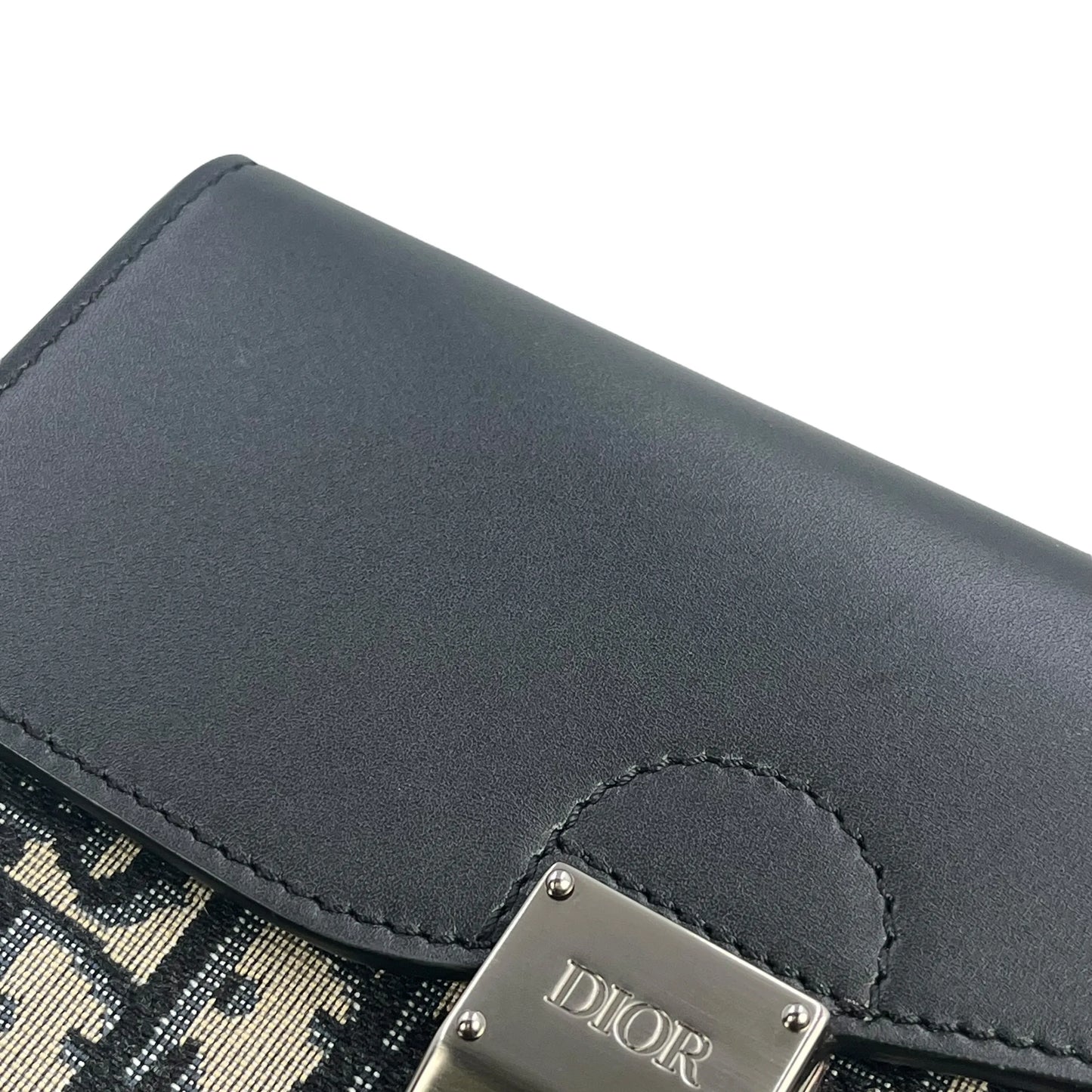 Dior Oblique Canvas × Leather Body Bag Shoulder Bag - Black
