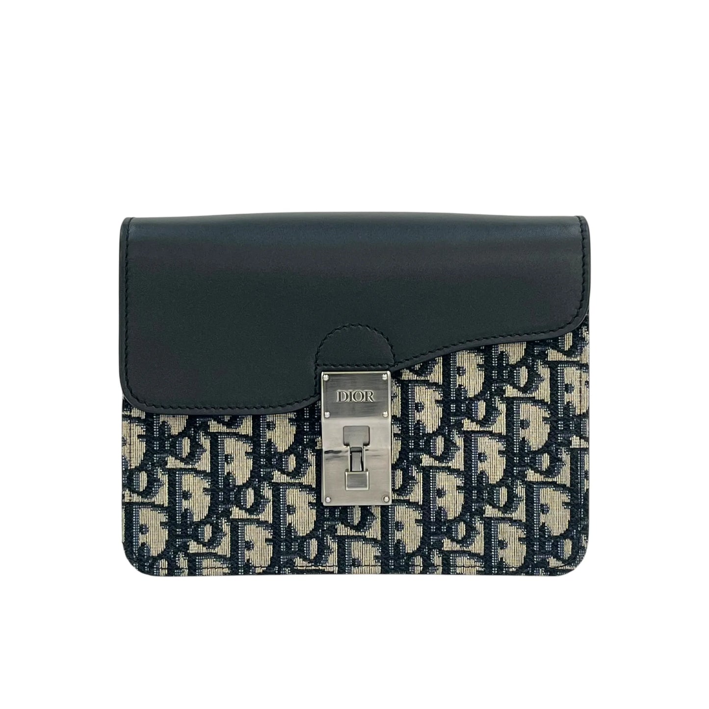 Dior Oblique Canvas × Leather Body Bag Shoulder Bag - Black