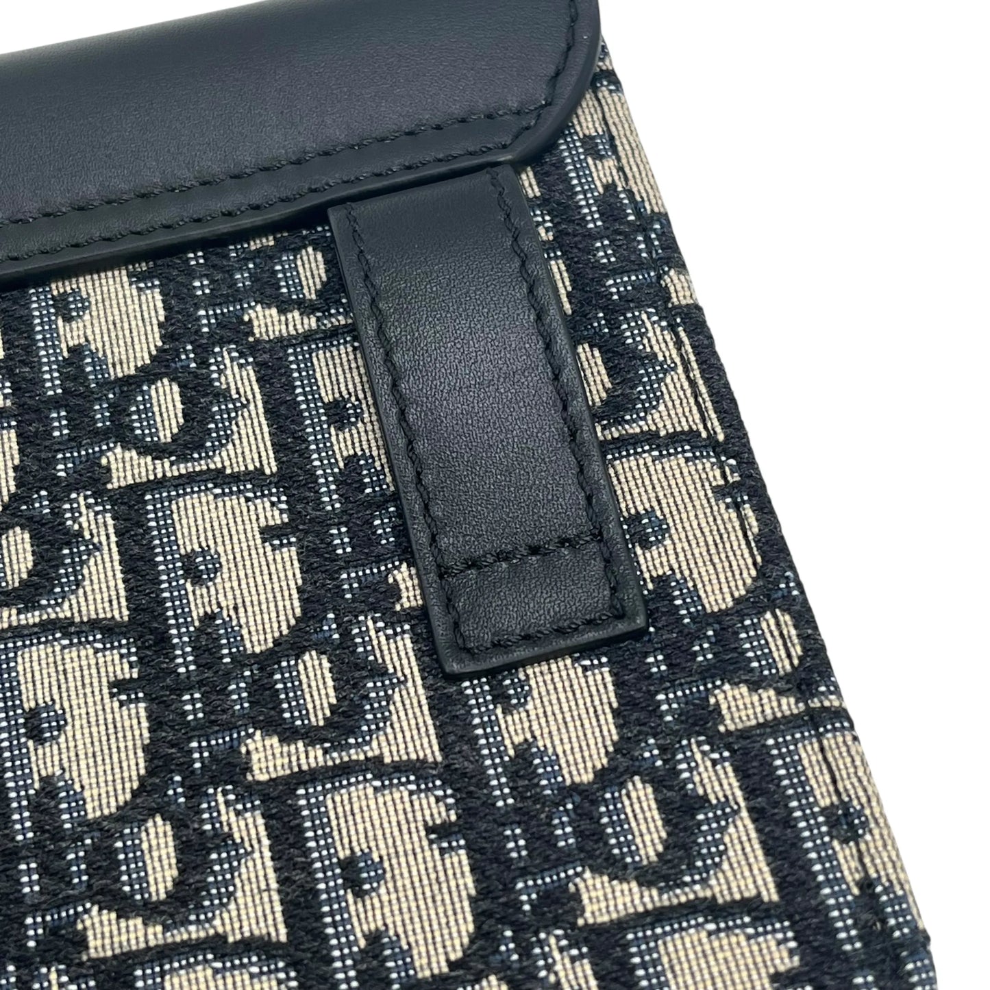 Dior Oblique Canvas × Leather Body Bag Shoulder Bag - Black
