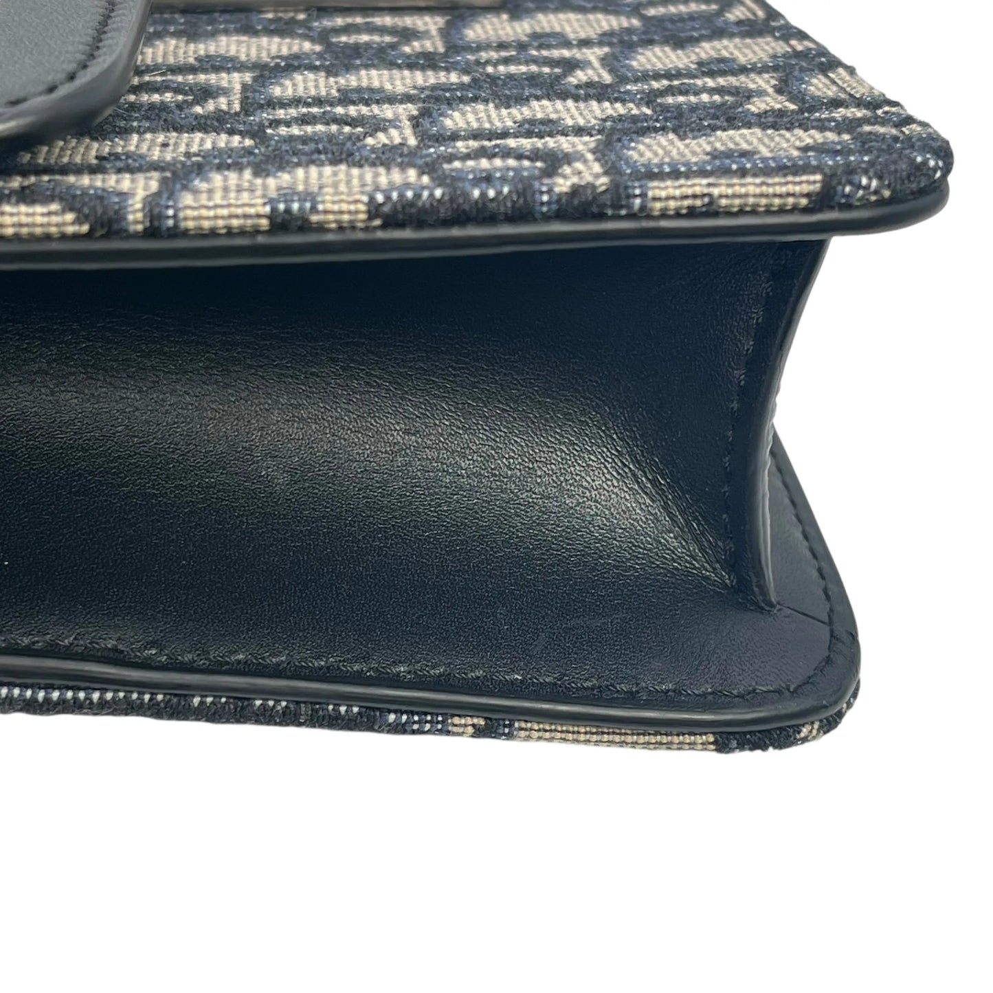 Dior Oblique Canvas × Leather Body Bag Shoulder Bag - Black