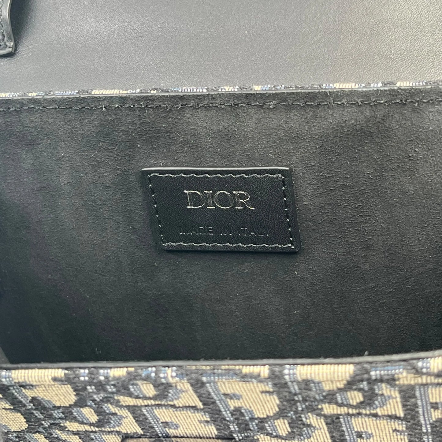 Dior Oblique Canvas × Leather Body Bag Shoulder Bag - Black