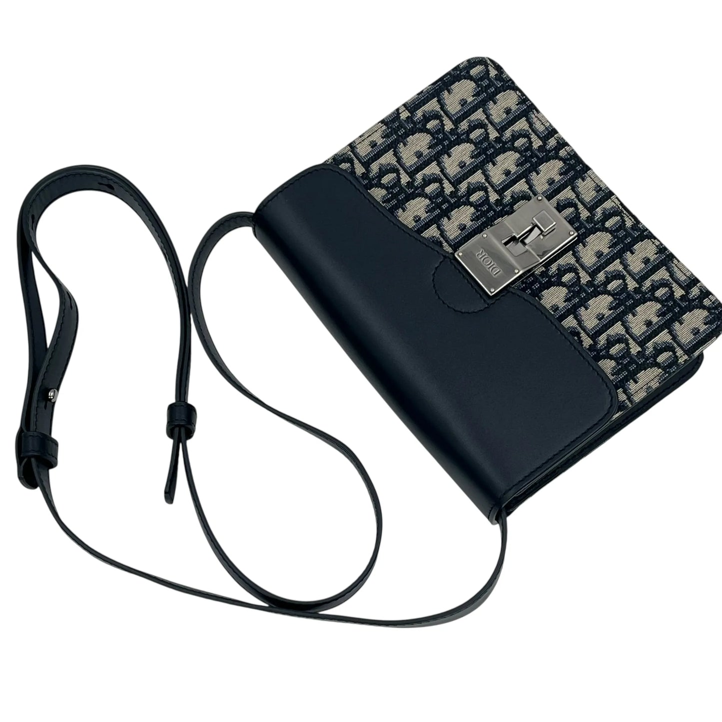 Dior Oblique Canvas × Leather Body Bag Shoulder Bag - Black