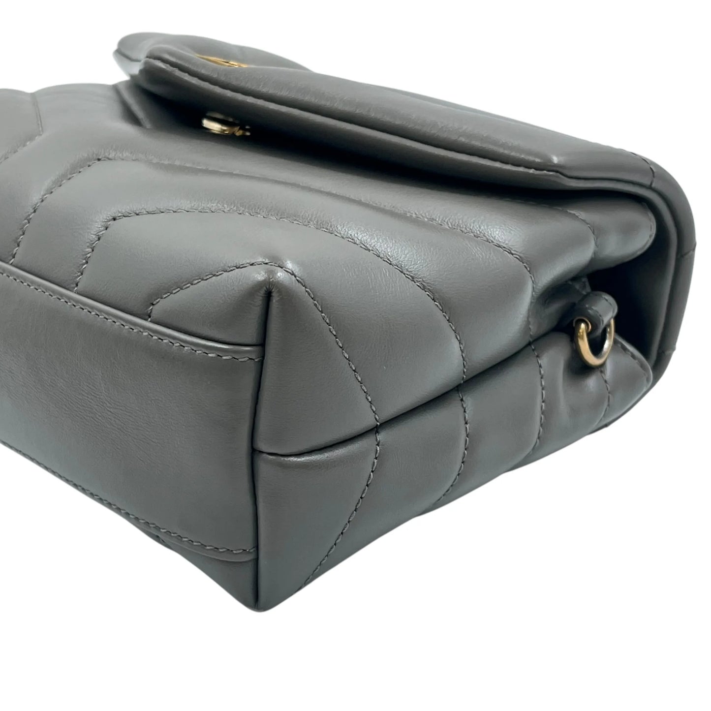 Saint Laurent Loulou Leather Shoulder Bag - Gray