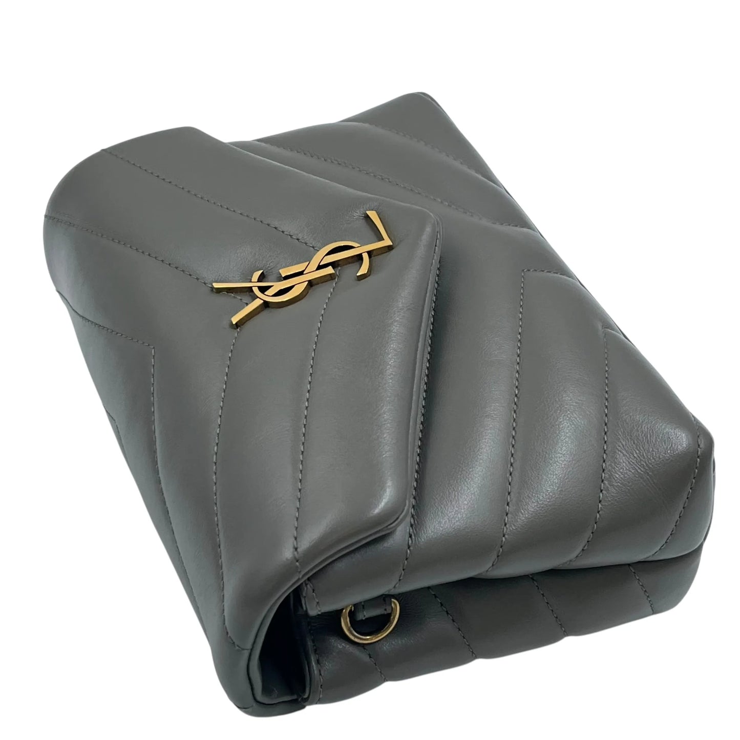Saint Laurent Loulou Leather Shoulder Bag - Gray