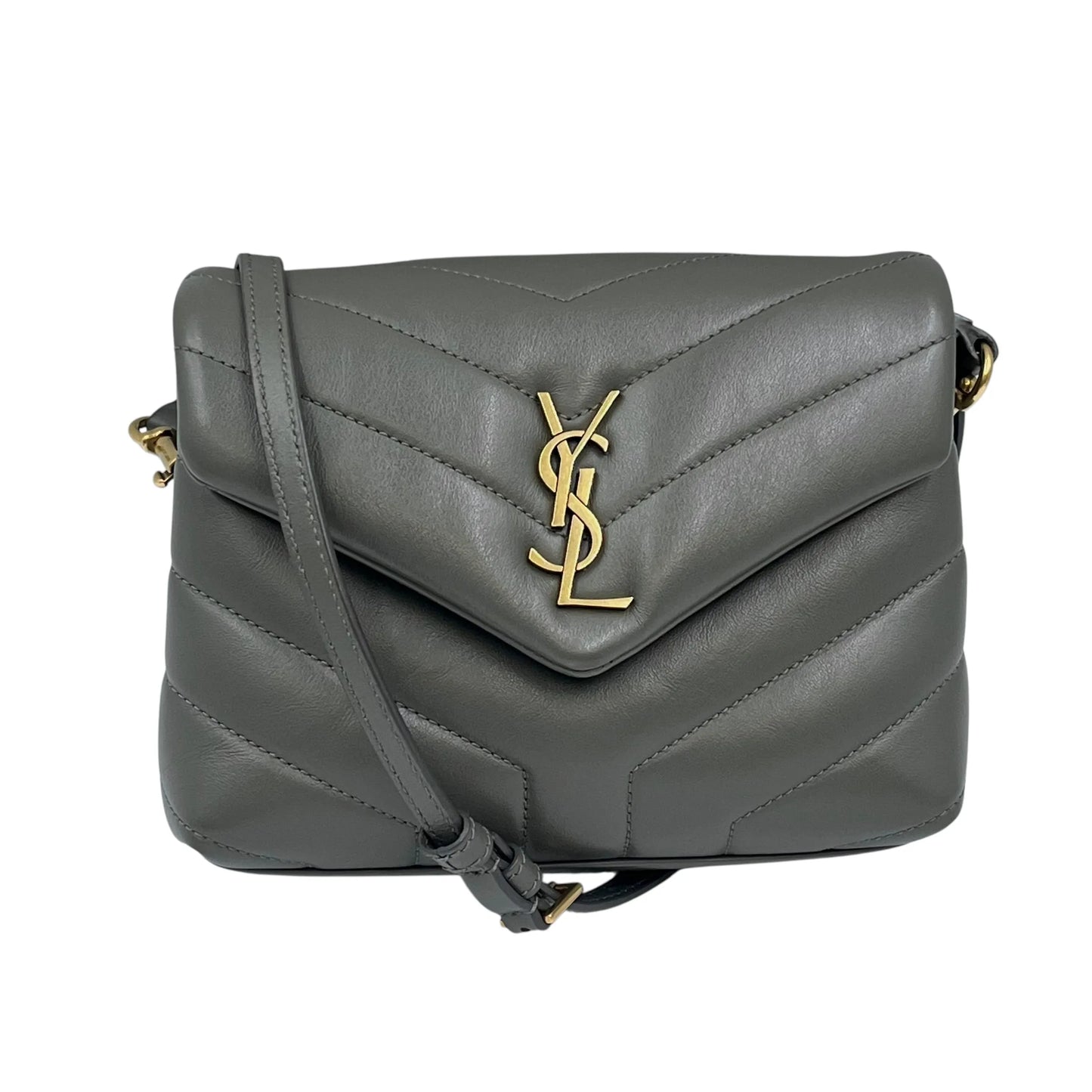 Saint Laurent Loulou Leather Shoulder Bag - Gray