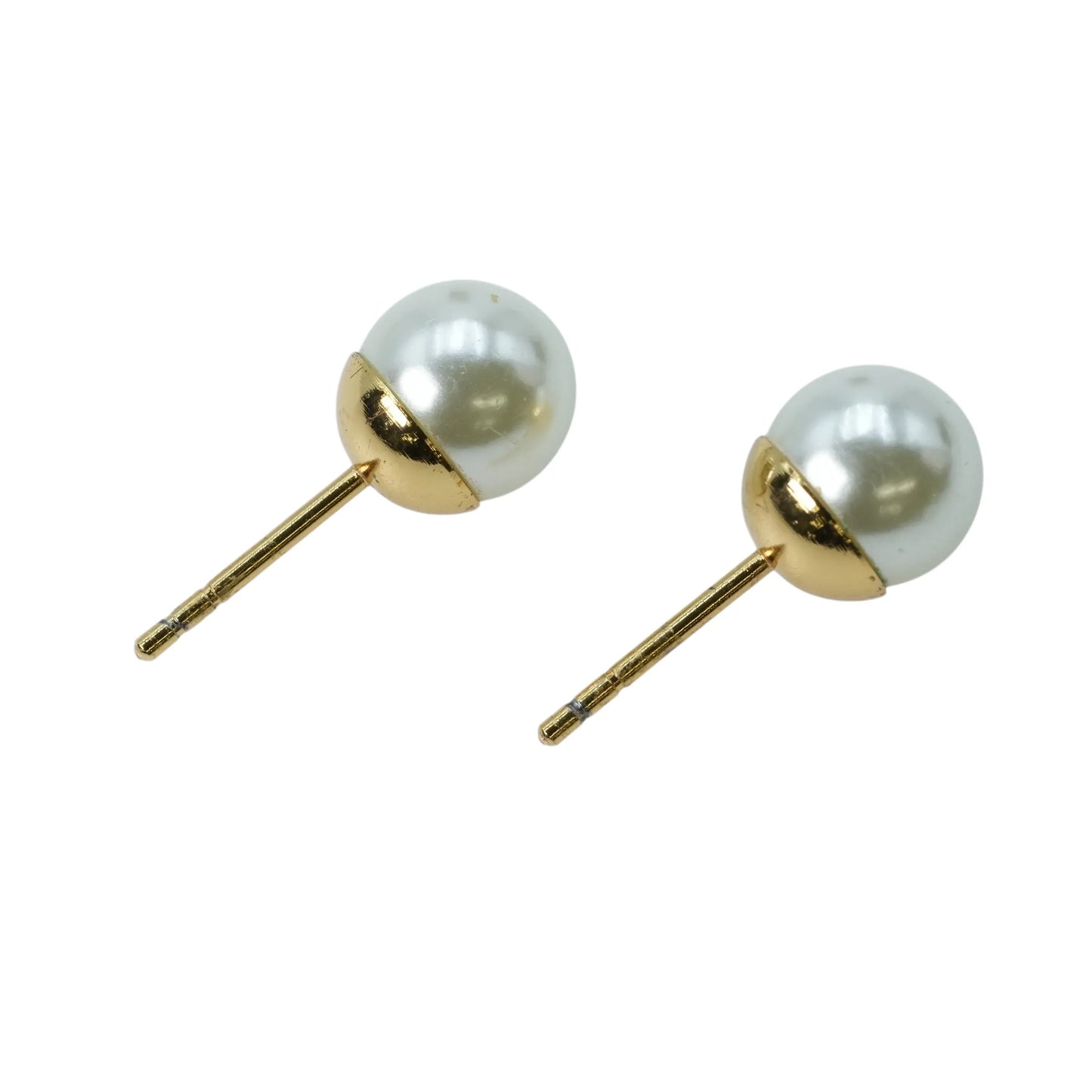 Dior Tribales Earring Gold Finish Metal with White Resin Pearls - Heart