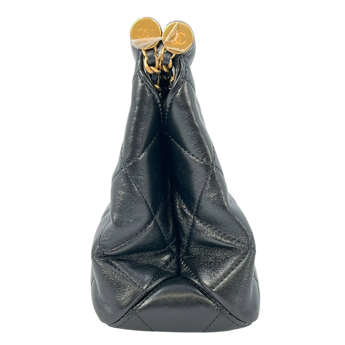 CHANEL Pearl Handle Leather Hand Bag - Black