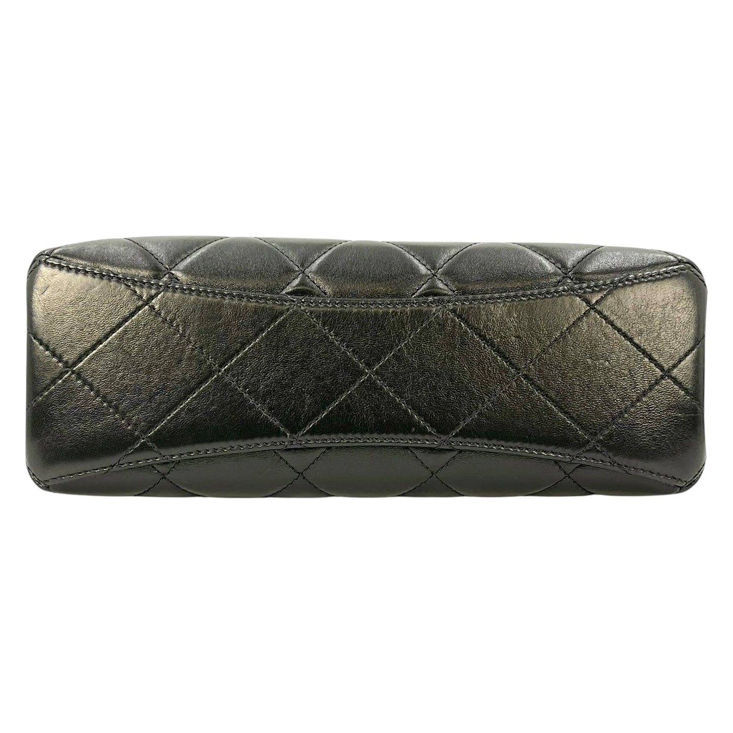 CHANEL Pearl Handle Leather Hand Bag - Black