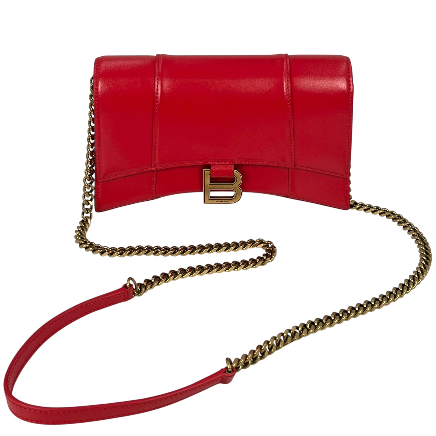 Balenciaga Hourglass Chain Shoulder Bag - Red