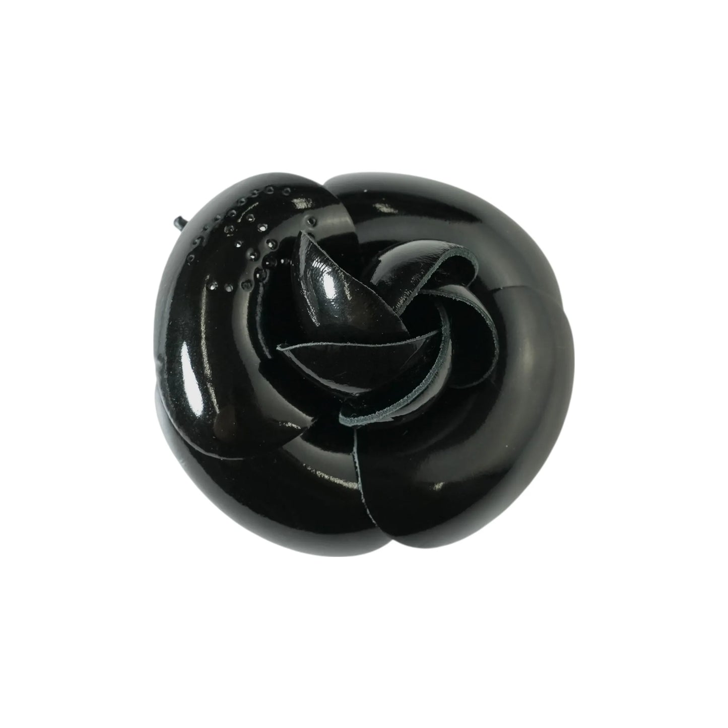 CHANEL Camellia Motif Brooch Enamel - Black