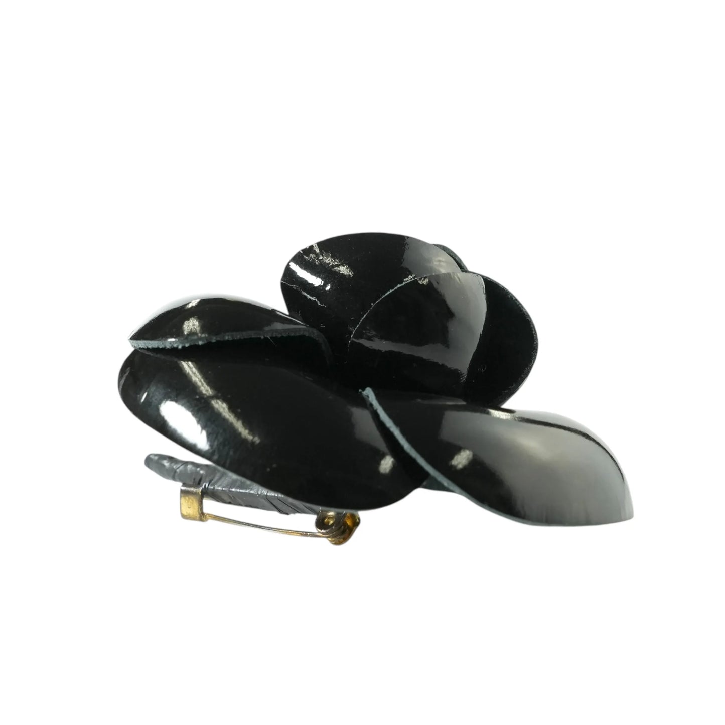 CHANEL Camellia Motif Brooch Enamel - Black