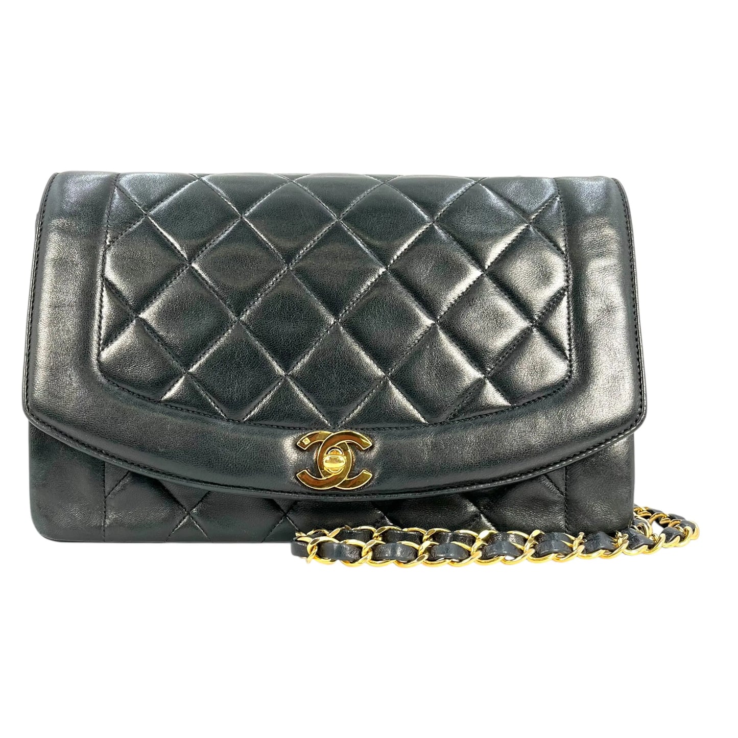 CHANEL Diana 25 Lambskin Shoulder Bag - Black