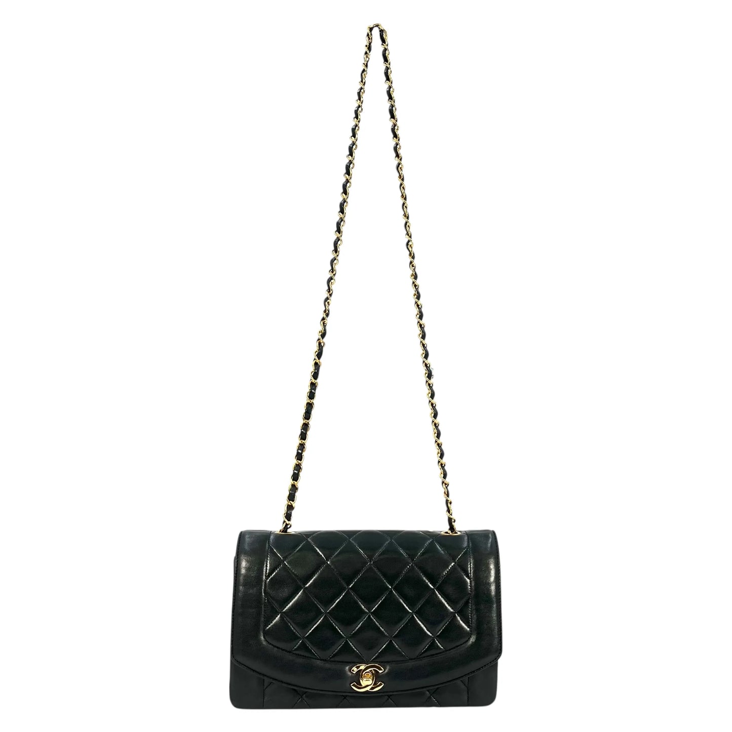 CHANEL Diana 25 Lambskin Shoulder Bag - Black