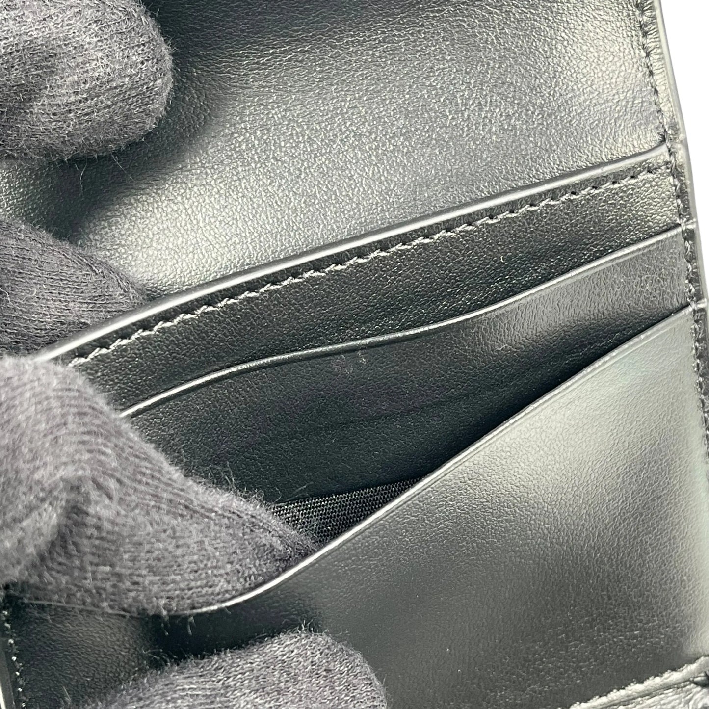 CELINE Triomphe Embossed Small Tri-fold Compact Wallet - Black